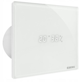 Вентилятор для ванної кімнати EBERG ENSO 100W HYGRO з датчиком вологості, таймером та LED-дисплеєм, Ø100 мм, білий