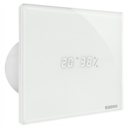 Вентилятор для ванної EBERG ENSO 120W датчиком вологості, таймером та клапаном