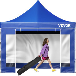 Складана альтанка VEVOR 3x3 м, 240 г, поліестер з ПВХ-покриттям, розсувна альтанка, 1,95-2,13 м, регульована, для вечірок, пляжу, синя, для весіль або інших комерційних заходів