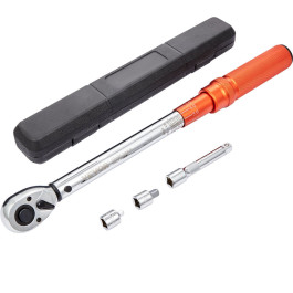 Динамометричний ключ VEVOR 1/2", 14-204 Нм, набір для велосипедів та мотоциклів, похибка ± 3% з подовжувачем 127 мм, адаптер 1/2-3/8" та 1/2-1/4", тріскачка на 72 зубці