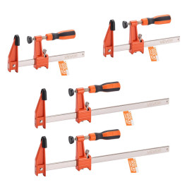 Затискачі VEVOR Carpenter's Clamps, упаковка з 4 шт. (відстань між 6/12 дюймів), фіксуючий F-подібний затискач з вантажопідйомністю 595 фунтів, глибина 2,5 дюйма, чавун та вуглецева сталь, металообробка