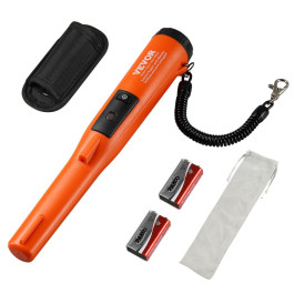 Металошукач VEVOR Pinpointer IP68 повністю водонепроникний металошукач глибина виявлення 11 см полювання за скарбами Propointer з 3 режимами РК-дисплей/звук/вібрація/звук + вібрація батарея 9 В та оксамитовий кейс для перенесення в комплекті
