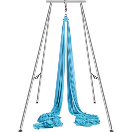 Гамак для йоги VEVOR Aerial Yoga Hammock з рамою для йоги 12 x 2,6 м, синій, літаючий, гамак для йоги, вантажопідйомність 250 кг, в комплекті шкарпетки для йоги та накладки на ноги, антигравітаційні вправи