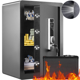 VEVOR Safe 62 L, меблевий сейф з вогнетривкою кишенею для грошей, знімною полицею, опцією відкриття паролем, ключем та відбитком пальця, внутрішньою шафою, настінним сейфом для готівки, ювелірних виробів, документів та інших цінностей
