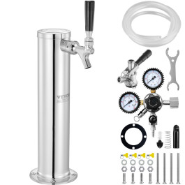 Комплект для розливу пива VEVOR Kegerator, комплект для переобладнання пива з одного крана, система розливу пива з кегів з нержавіючої сталі з подвійним манометром W21.8 та роз'ємом для кегів S-System для домашніх вечірок