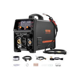 Зварювальний апарат VEVOR MIG, 200 A Synergic MIG Welder, 4 в 1, багатопроцесорний MIG/зварювальний апарат з порошковим покриттям/зварювальний апарат з електродним паливом/зварювальний апарат Lift TIG з інверторною технологією IGBT та РК-дисплеєм