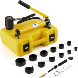Набір гідравлічного пробивача VEVOR, набір для пробивання отворів 10 тонн, сталевий інструмент для пробивання отворів з ручним насосом та 6 матрицями, пробивачів 12,7, 19,05, 25,4, 31,75, 38,1, 50,8 мм, гідравлічні пробивачів