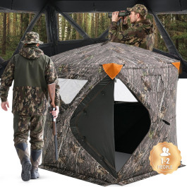 Мисливський намет VEVOR Hunting Hide Ground для 1-2 осіб, розширюване укриття для оленів з сумкою для перенесення, портативний та міцний мисливський намет з 3 горизонтальними вікнами для полювання на оленів