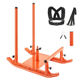 VEVOR Power Sled, силові тренувальні сани, що покращують швидкість під час спортивних вправ, фітнес-обладнання з ручкою, сумісне з дисками діаметром 25/51 мм, помаранчеве