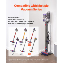 Підставка для пилососа VEVOR, сумісна з моделями Dyson V6, V7, V8, V10, V11, V15, тримач-підставка з 4 гачками для бездротових пилососів Dyson DC30, DC31, DC34, DC35, DC58, DC59, DC62, D74 та аксесуарів