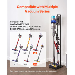 Підставка для пилососа VEVOR, сумісна з пилососами Dyson V6, V7, V8, V10, V11, V15, міцний тримач для пилососа з колесами для бездротових пилососів Dyson DC30, DC31, DC34, DC35, DC58, DC59, DC62, D74 та аксесуарів.