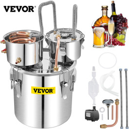 Дистилятор для негазованого спирту VEVOR об'ємом 50 л, водно-спиртовий, Φ40 x 40 см, 6,92 кг, зручний у використанні, може використовуватися для дистиляції фруктового вина, води, бренді та ефірних олій