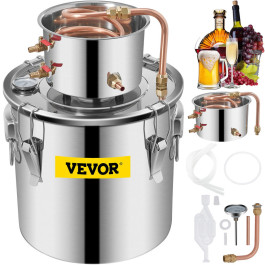 VEVOR дистилятор 5Gal 21L з нержавіючої сталі дистилятор води мідні трубки домашнього пивоваріння комплект вбудований термометр для DIY віскі вино бренді срібло